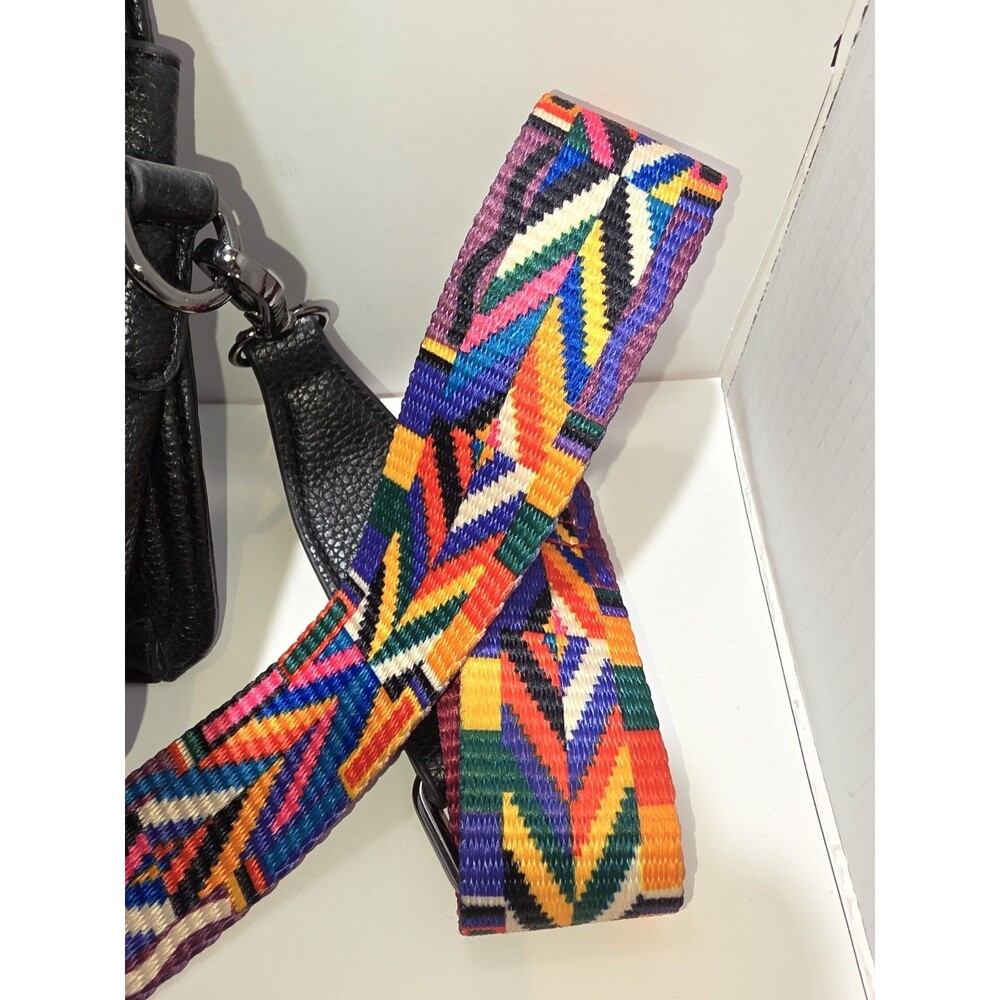 MERSI Vegan Crossbody Bag Multicolor Guitar Strap Black Studded - Picture 3 of 9